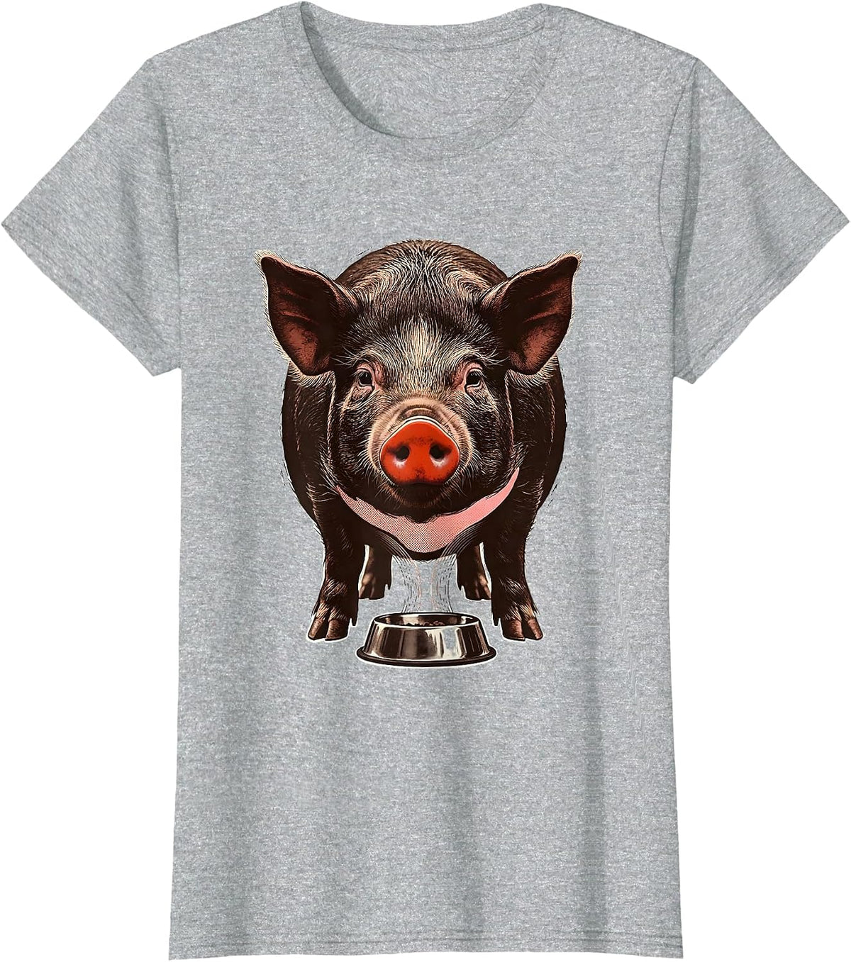 Women's Pet Pig Screenprint Poster Cavy Lover Gift T-Shirt - Heather Grey