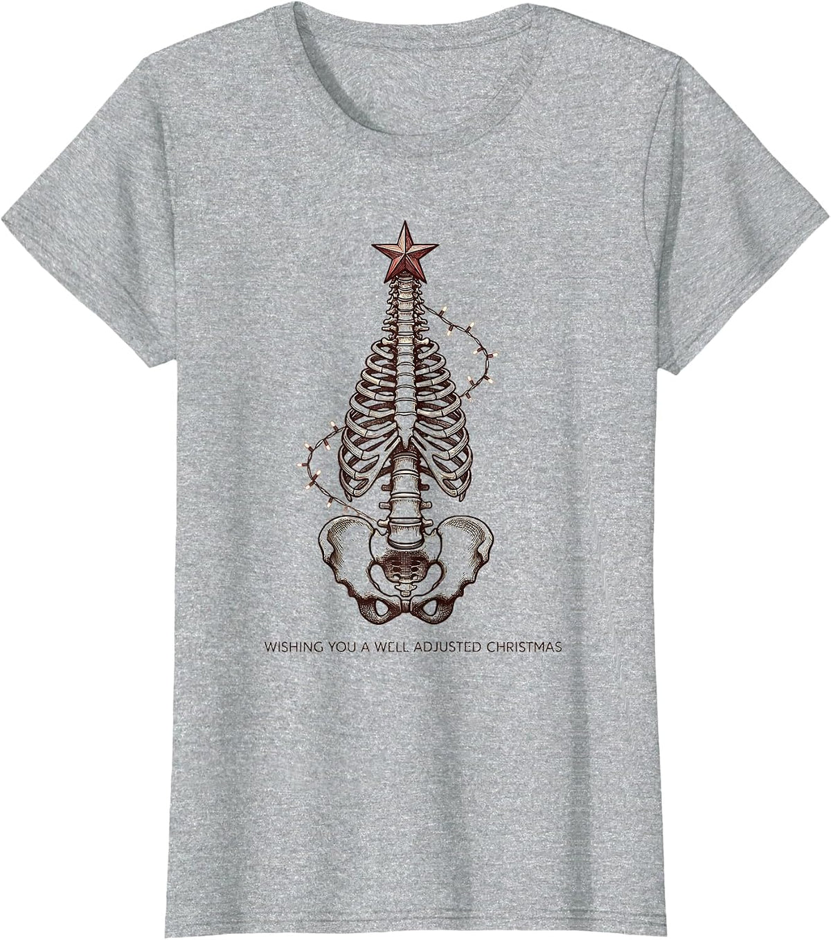 Wishing You A Well Adjusted Christmas Funny Chiropractor T-Shirt - Heather Grey
