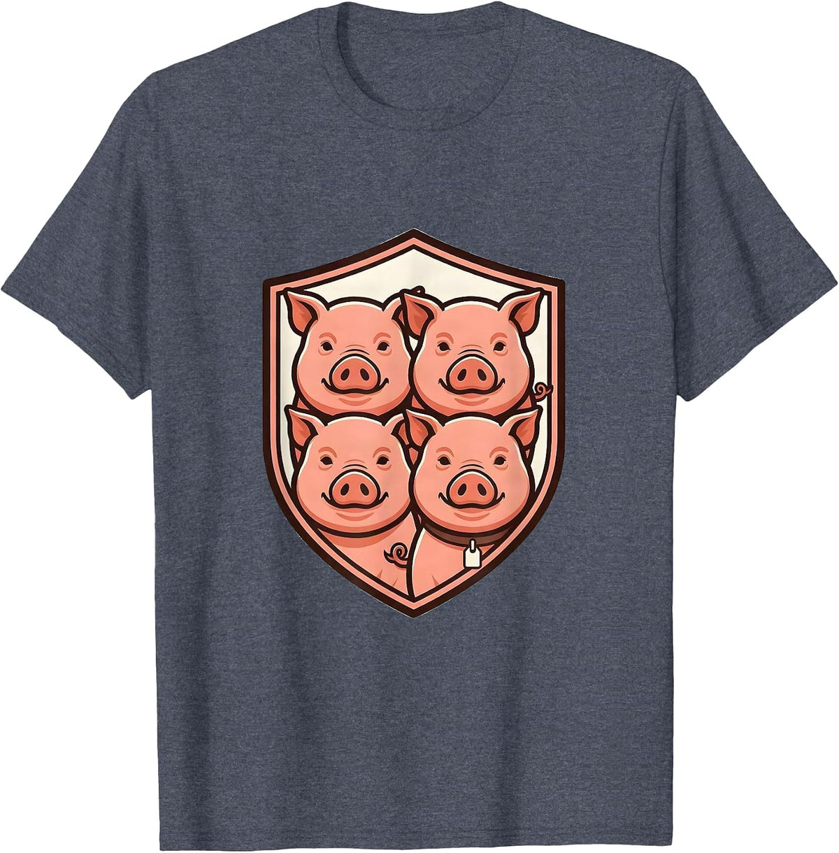 Shield Pig Squad Cute Farm Animal Lover Humor T-Shirt - Heather Blue