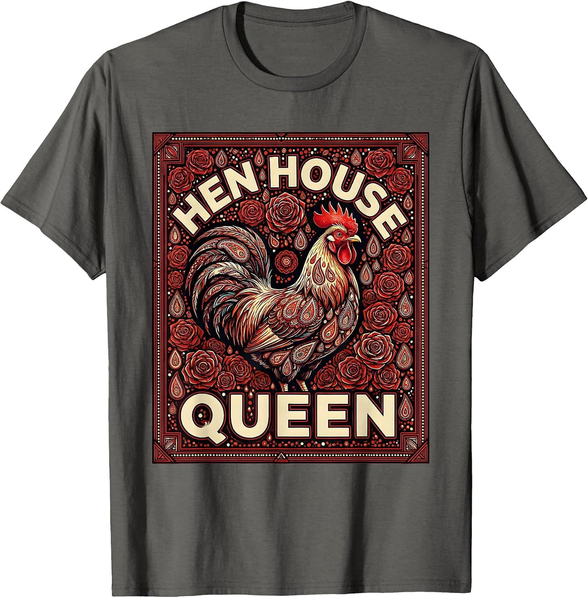 Men's Hen House Queen Chicken Lover Design T-Shirt - Asphalt Grey