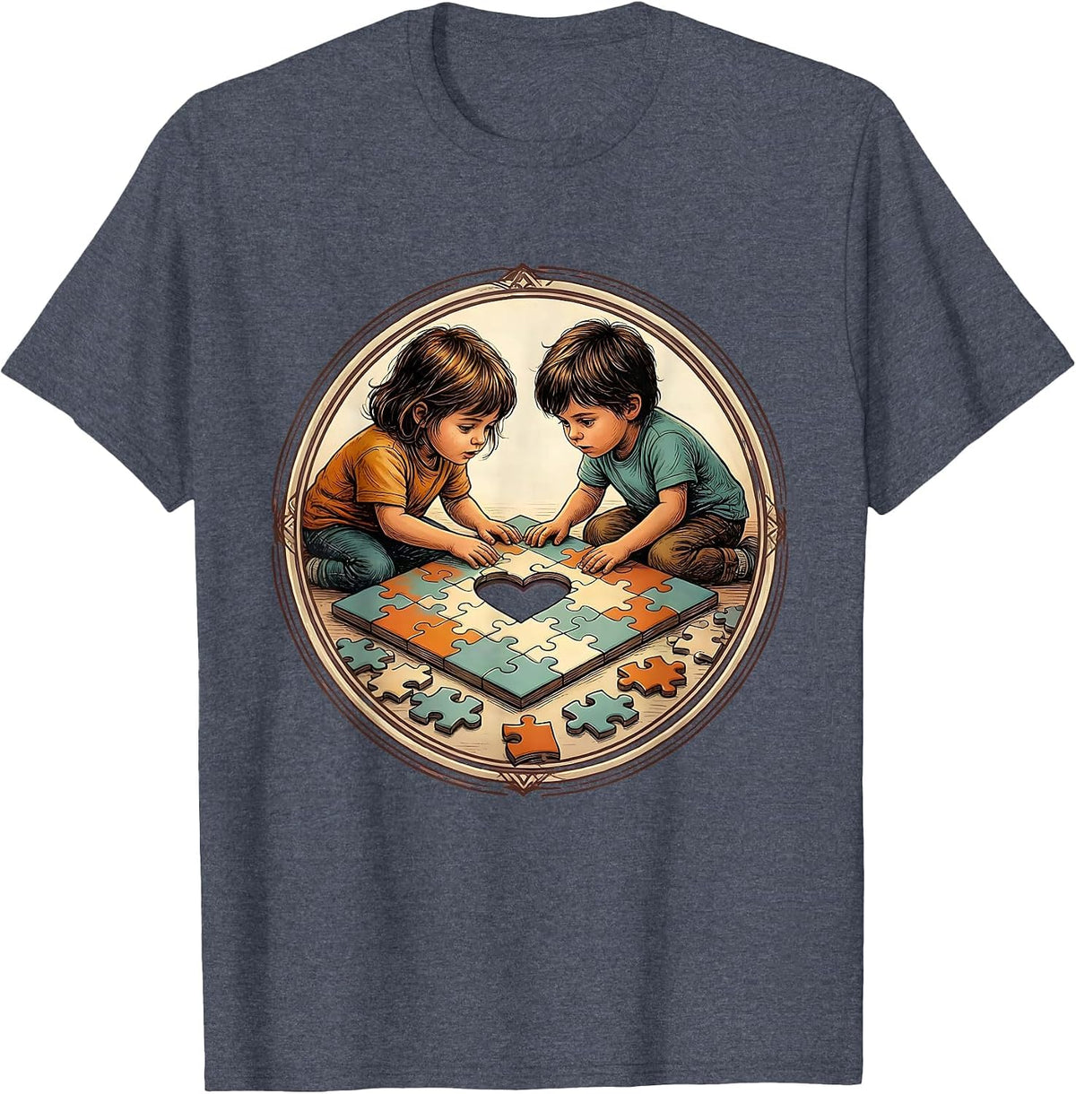 SPED Teacher Puzzle Collaboration Graphic T-Shirt - Heather Blue