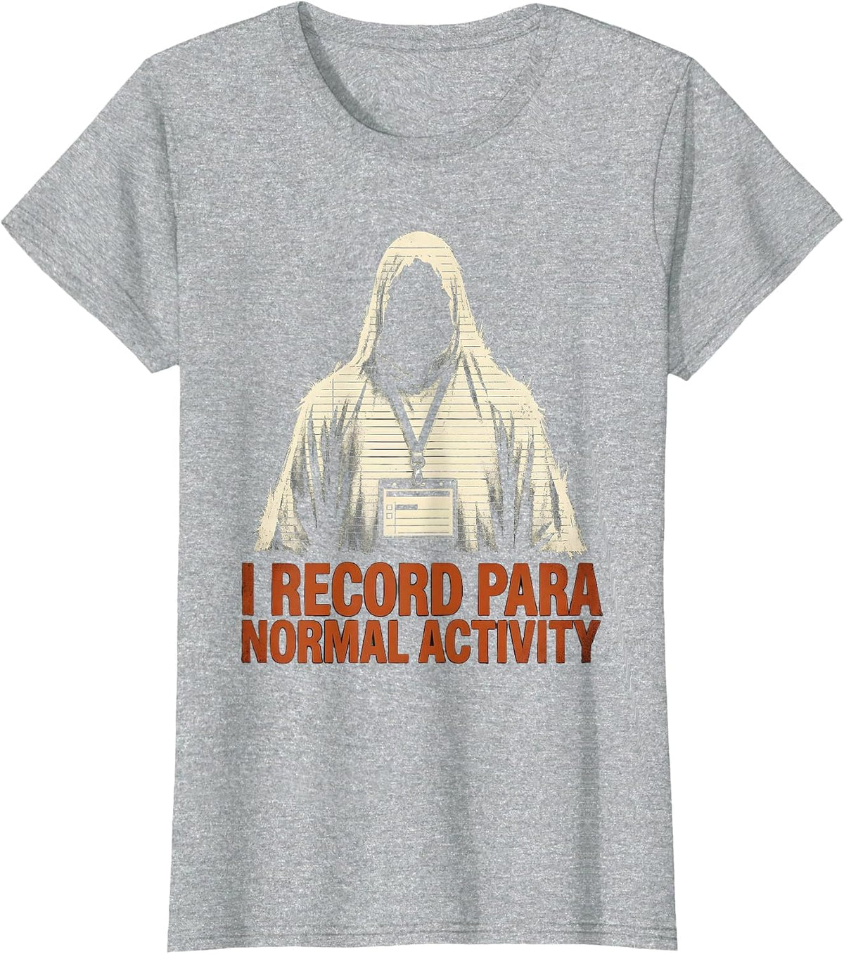 I Record Para Normal Activity Rubber Stamp Ghost Halloween T-Shirt - Heather Grey