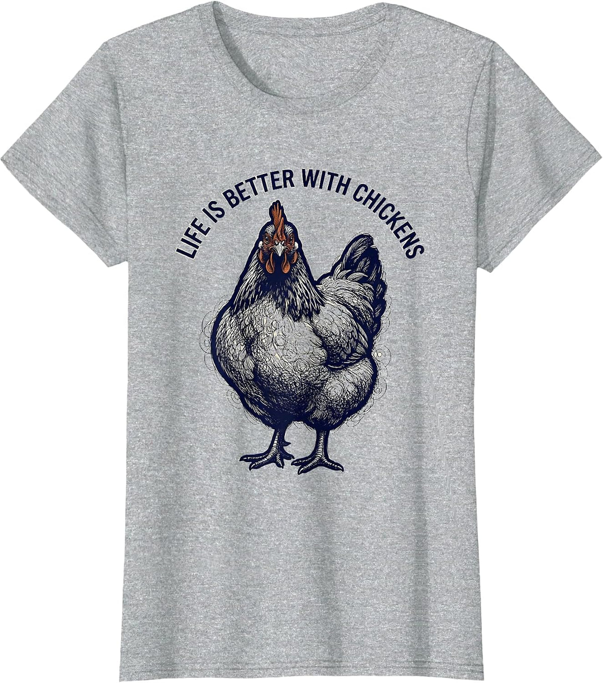 Women's Life Is Better With Chickens Funny Poultry Design T-Shirt - Heather Grey