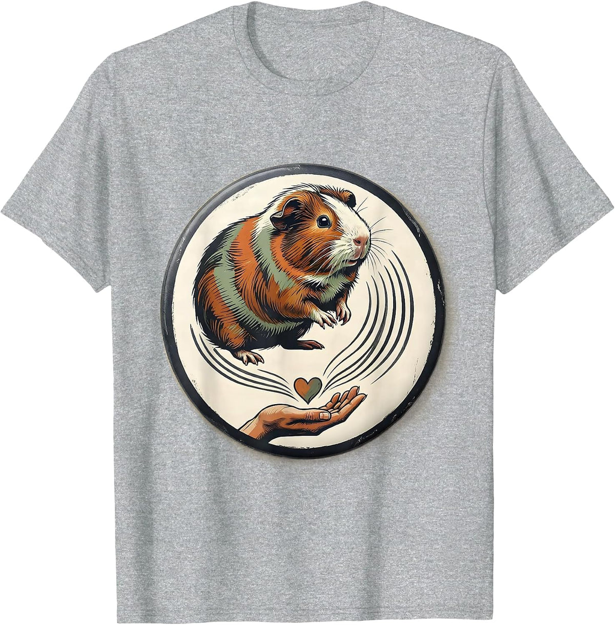 Men's Guinea Pig Badge Rosette Pet Lover Humor T-Shirt - Heather Grey
