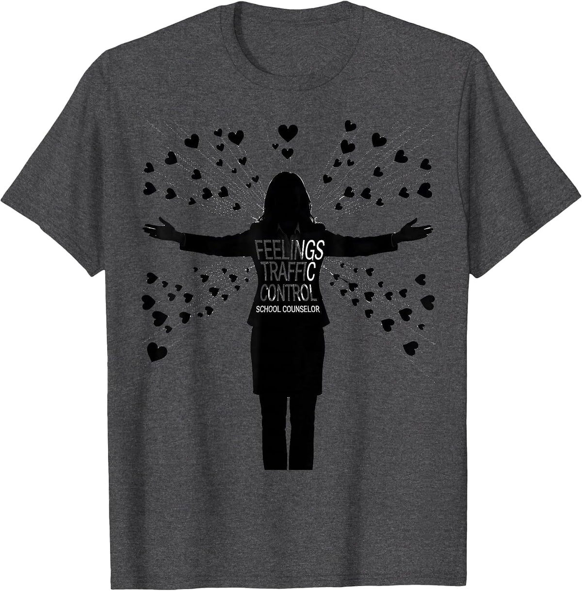 Feelings Traffic Control — School Counselor Appreciation T-Shirt - Dark Heather Grey