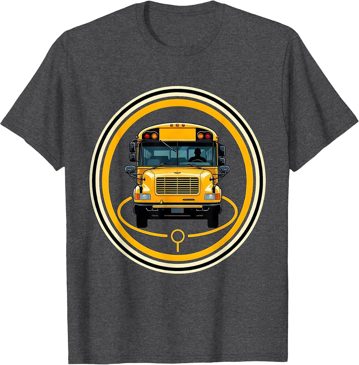 School Bus Driver Emblem Novelty Costume T-Shirt - Dark Heather Grey