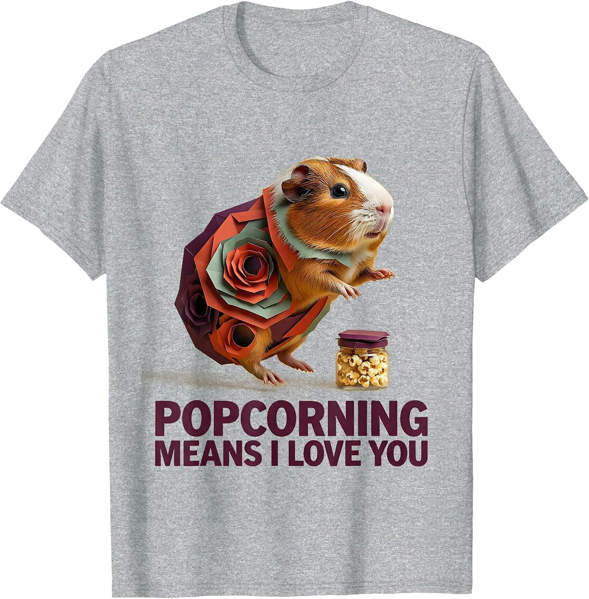 Men's Popcorning Means I Love You Funny Guinea Pig Lover Pet Pig T-Shirt - Heather Grey