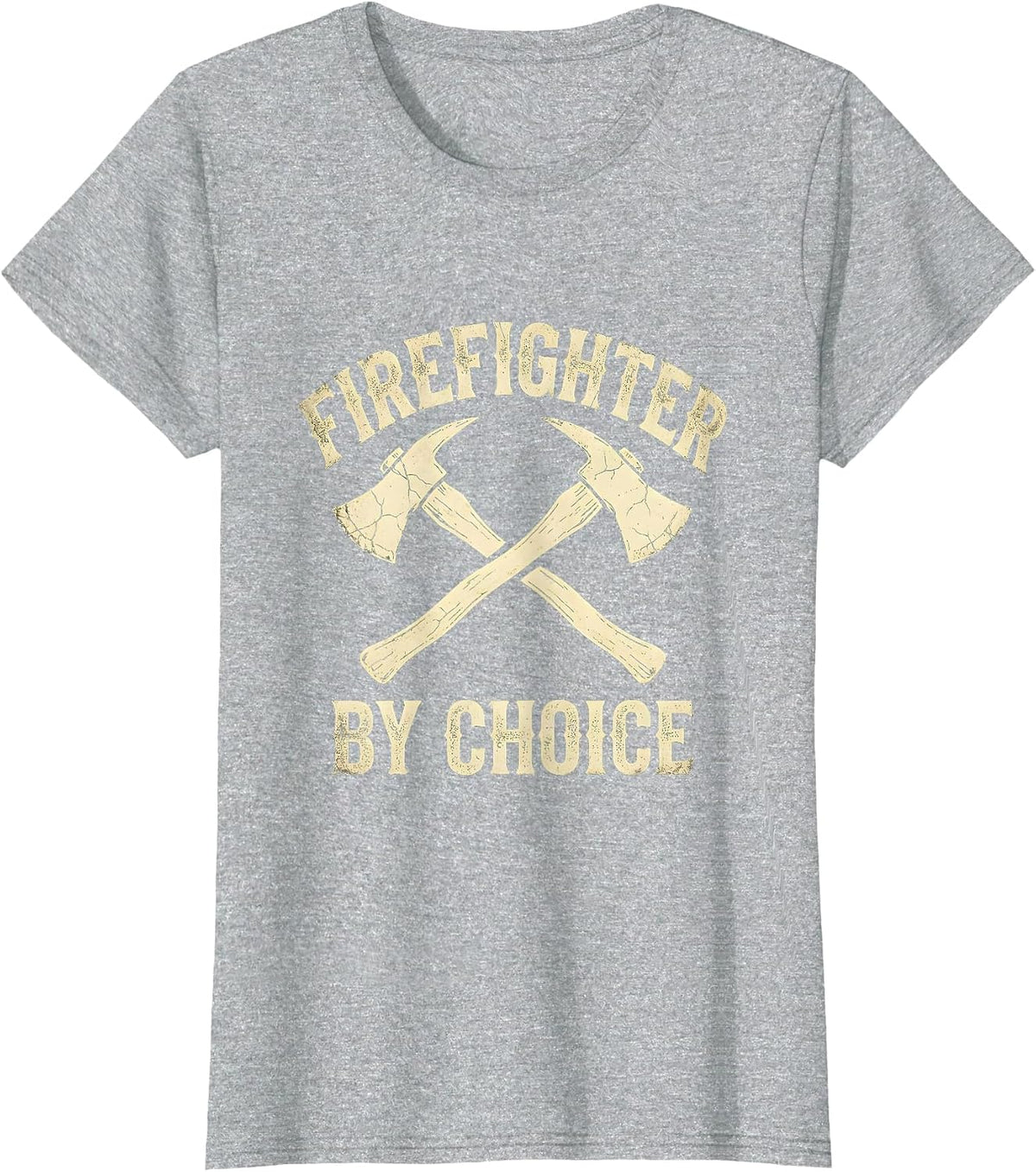 Firefighter By Choice Brave Hero Design T-Shirt - Heather Grey