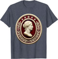 Patriotic Vintage Cameo Portrait Stars Design T-Shirt - Heather Blue