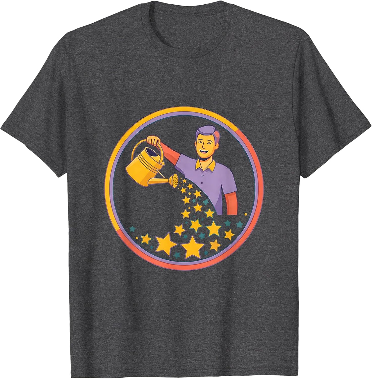 SPED Teacher Watering Stars Illustration T-Shirt - Dark Heather Grey