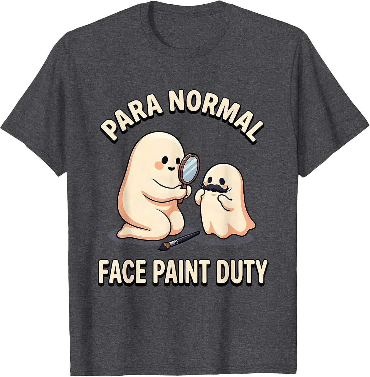 Para Normal Face Paint Duty Cute Kawaii Ghost Halloween T-Shirt - Dark Heather Grey