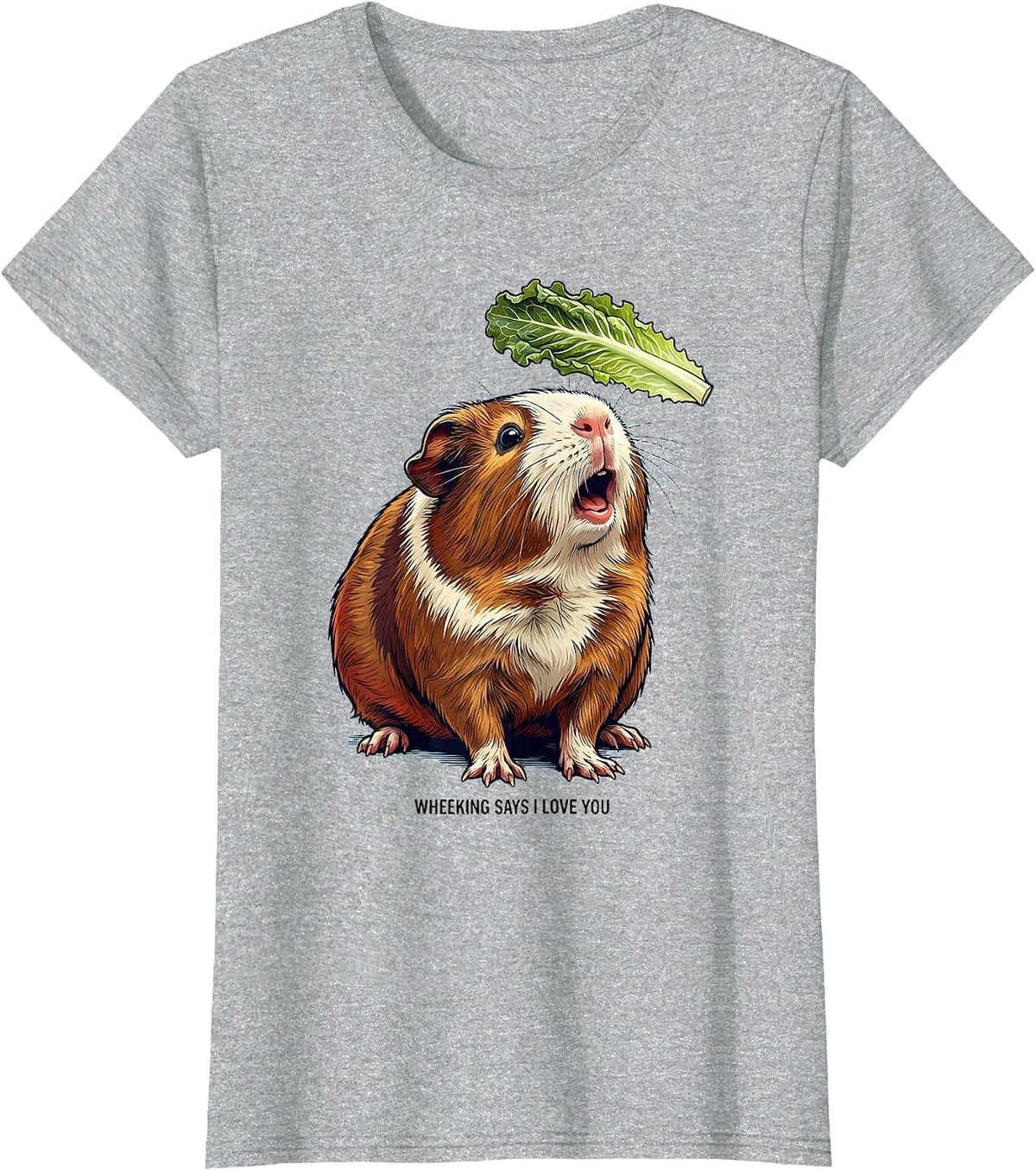 Wheeking Says I Love You Funny Guinea Pig Cavy Lover Gift T-Shirt - Heather Grey