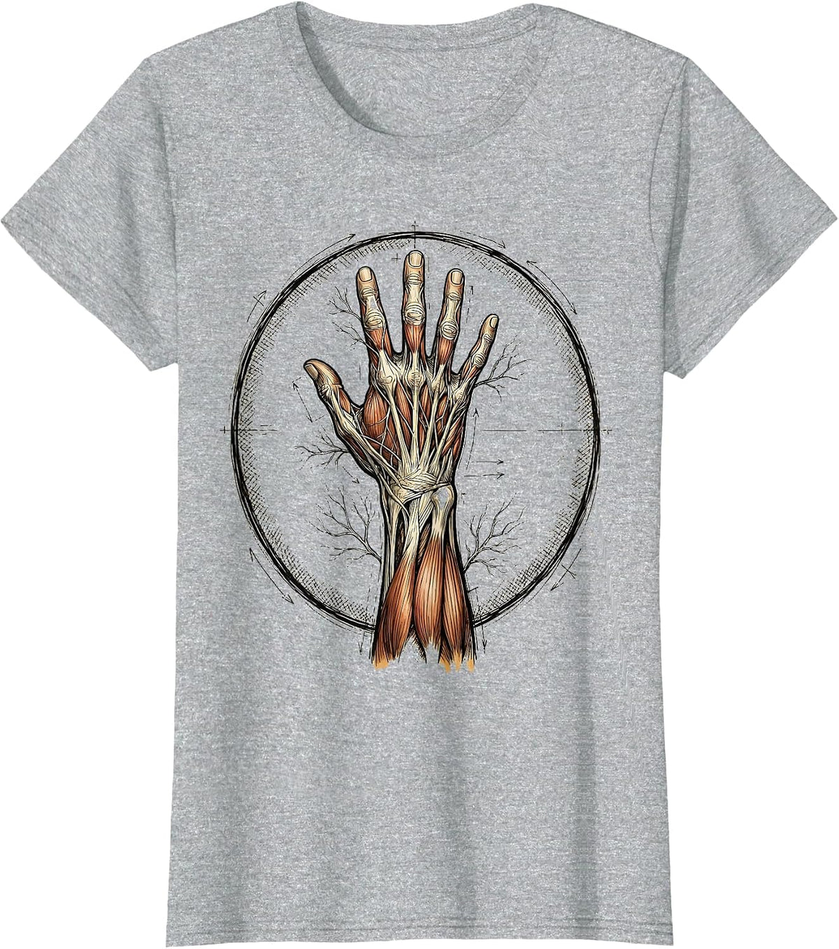 Vintage Arm Tendon Anatomy Chart Physical Therapy T-Shirt - Heather Grey