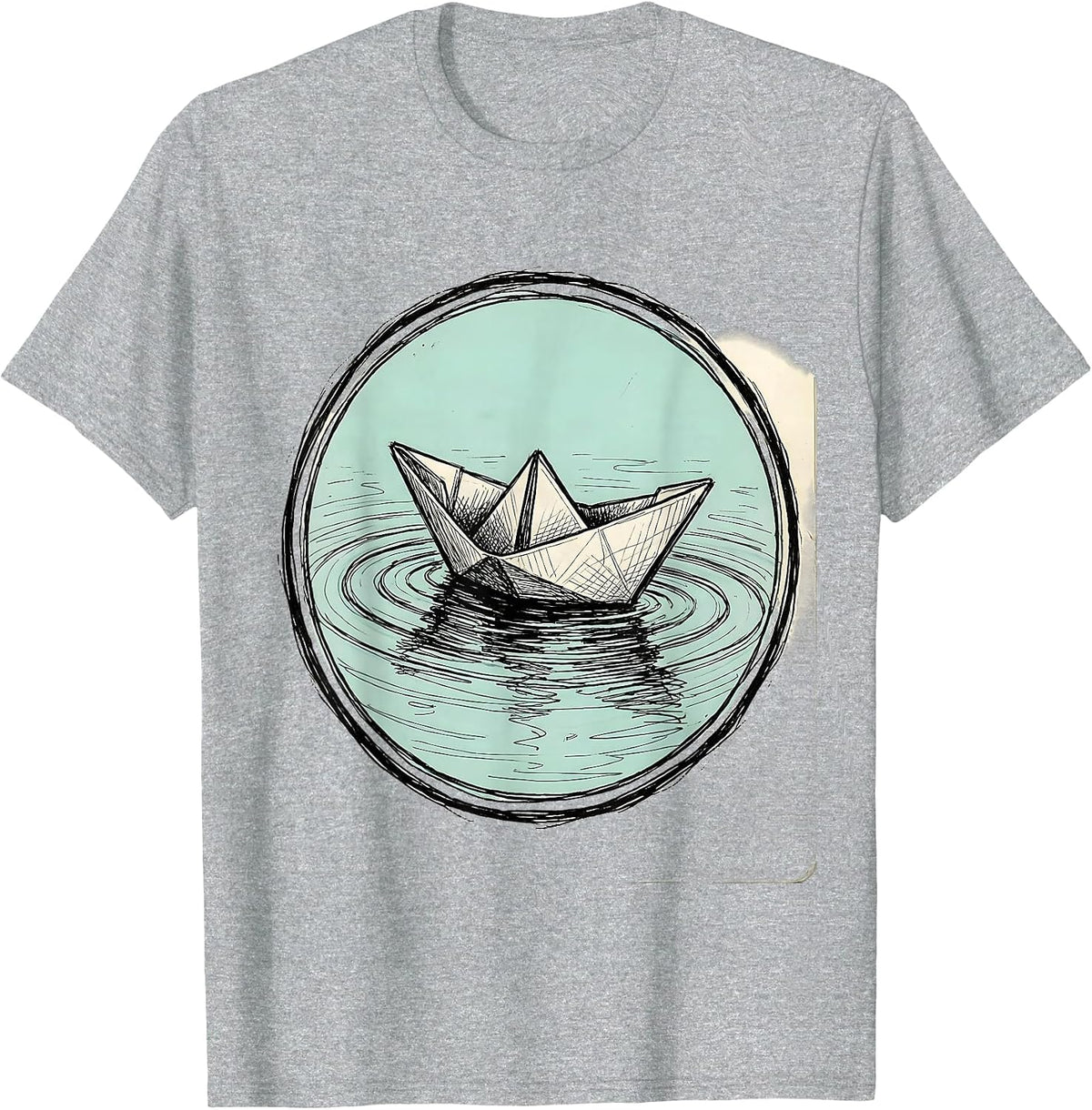 Men's Autism Awareness Paper Boat Reflective Water Design T-Shirt - Heather Grey
