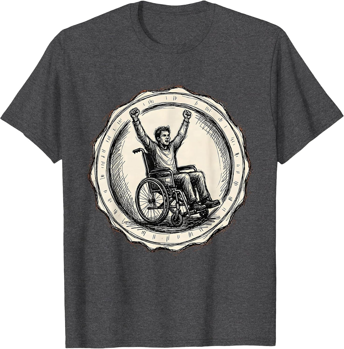 Physical Therapy Triumph Rising From Wheelchair T-Shirt - Dark Heather Grey