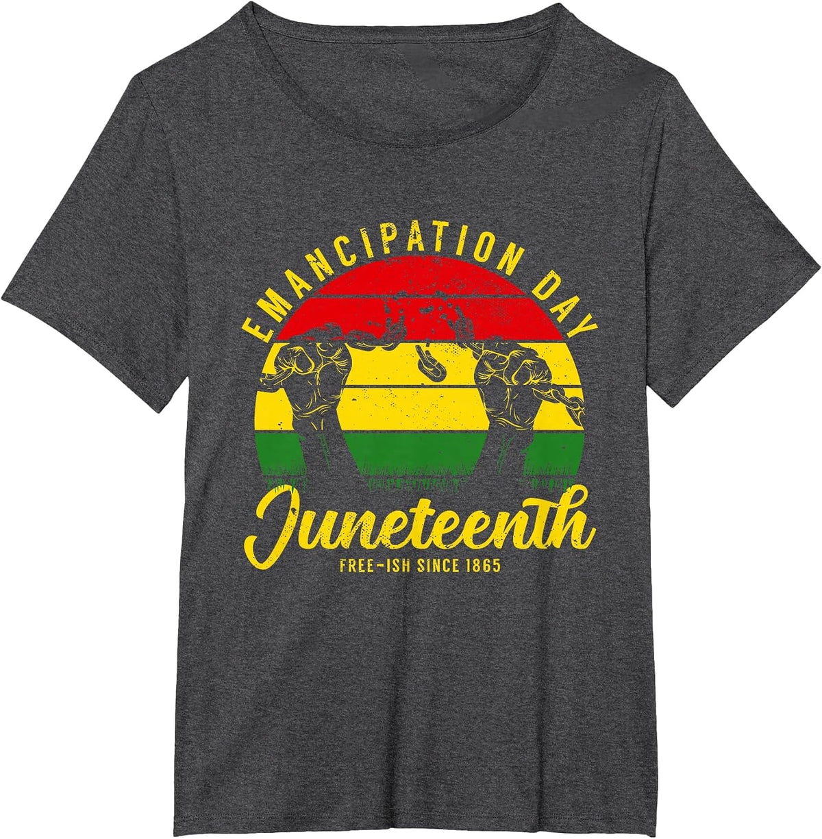 Juneteenth Emancipation Tag Vintage Cool Melanin Black S T-Shirt - Dark Heather Grey