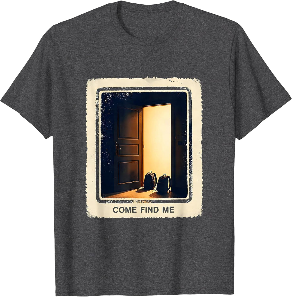 Come Find Me Bold Rubber Stamp School Counselor Student T-Shirt - Dark Heather Grey