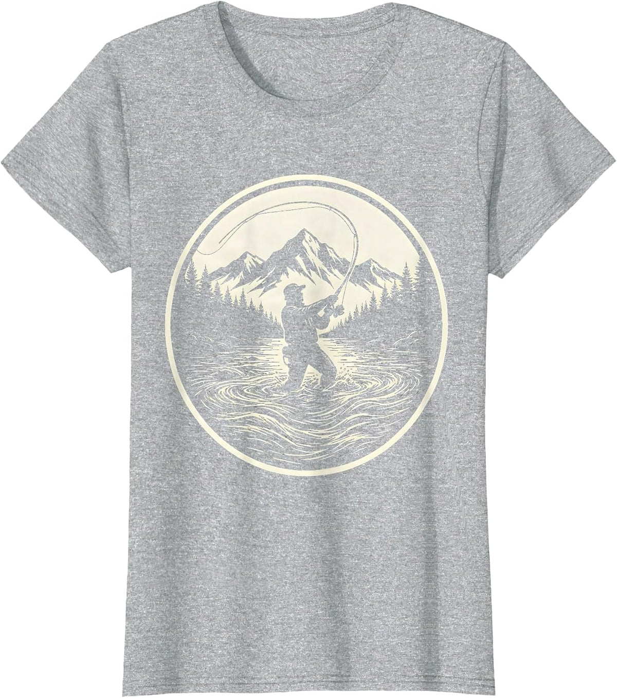 Fly Fisherman Wading River Graphic T-Shirt - Heather Grey