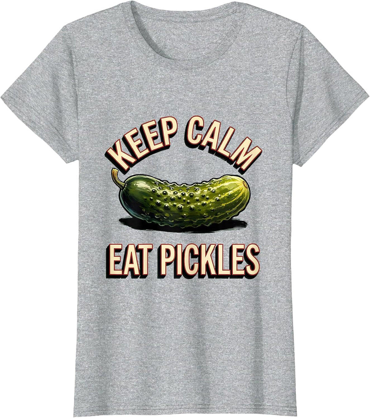 Keep Calm Eat Pickles Funny Food Lover Design T-Shirt - Heather Grey