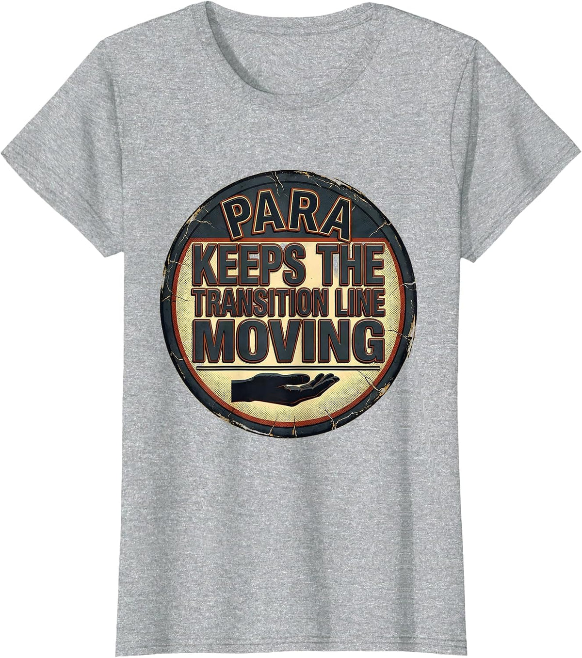 Women's PARA Keeps The Transition Line Moving Distressed T-Shirt - Heather Grey
