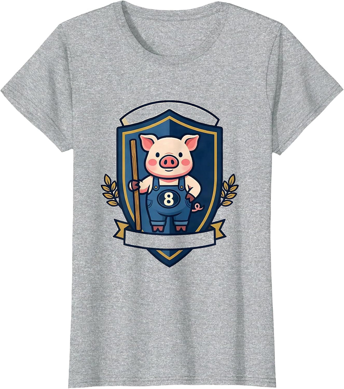 8 Funny Pig Lover Halloween Costume Novelty Humor T-Shirt - Heather Grey