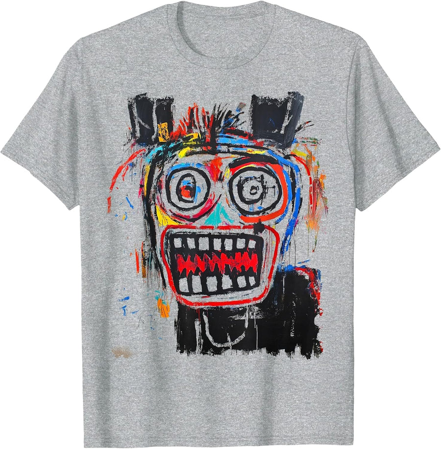Abstract Expressionist Art Style Graphic Tees T Shirts for Men Women Cool Artistic Design - Heather Grey