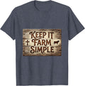 Keep It Farm Simple Rustic Country Design T-Shirt - Heather Blue