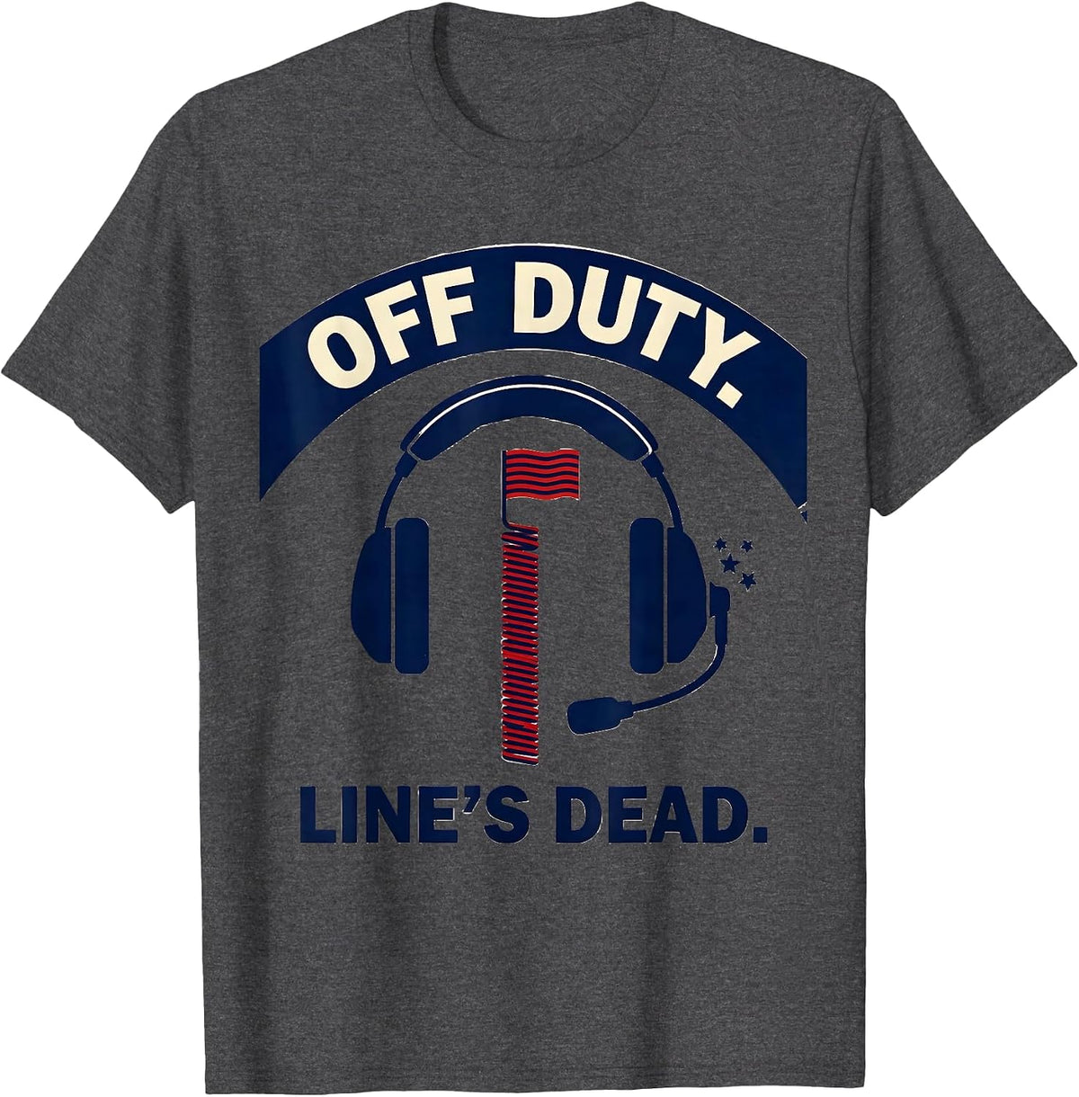Men's Off Duty Line's Dead Screenprint First Responder Gift T-Shirt - Dark Heather Grey
