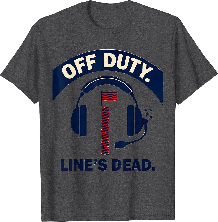 Men's Off Duty Line's Dead Screenprint First Responder Gift T-Shirt - Dark Heather Grey