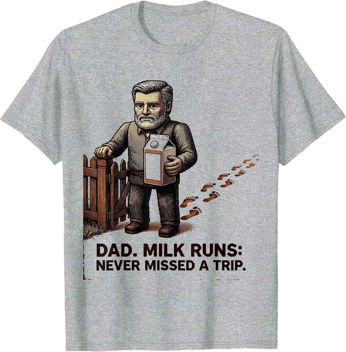 Men's Dad Milk Runs Never Missed A Trip Vintage Funny Dad Gift T-Shirt - Heather Grey