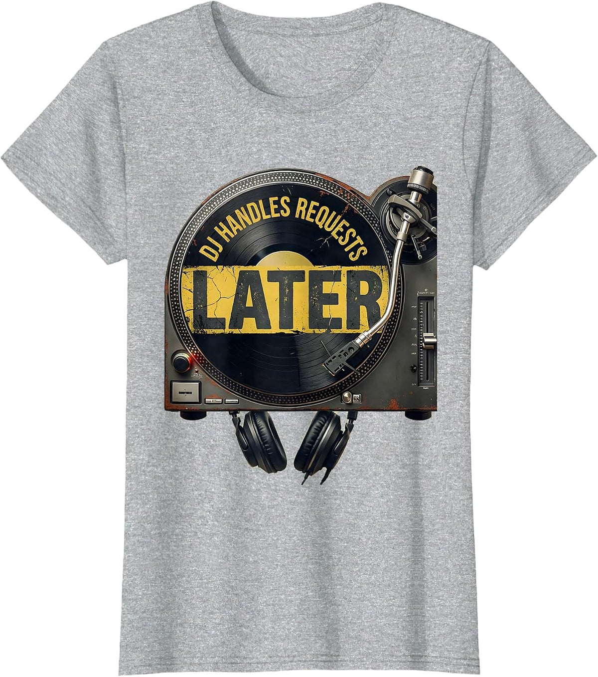 DJ Handles Requests Later Funny DJ Gift Vintage Retro T-Shirt - Heather Grey