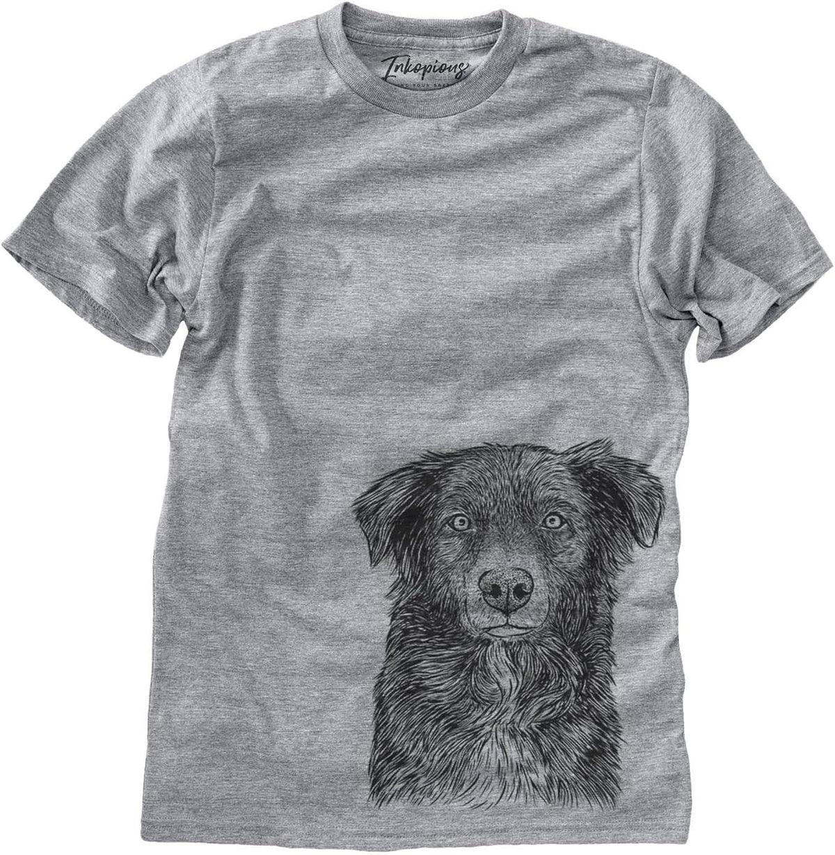 Bare Pixel the Australian Shepherd Dog Triblend T-Shirt - Unisex Grey Crew Neck