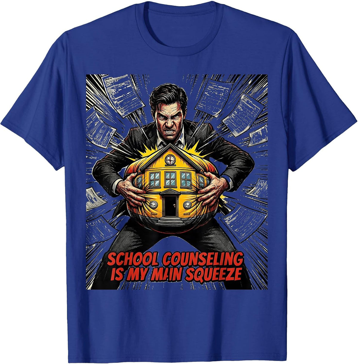 Men's School Counseling Is My Main Squeeze Comic Book School T-Shirt - Royal Blue
