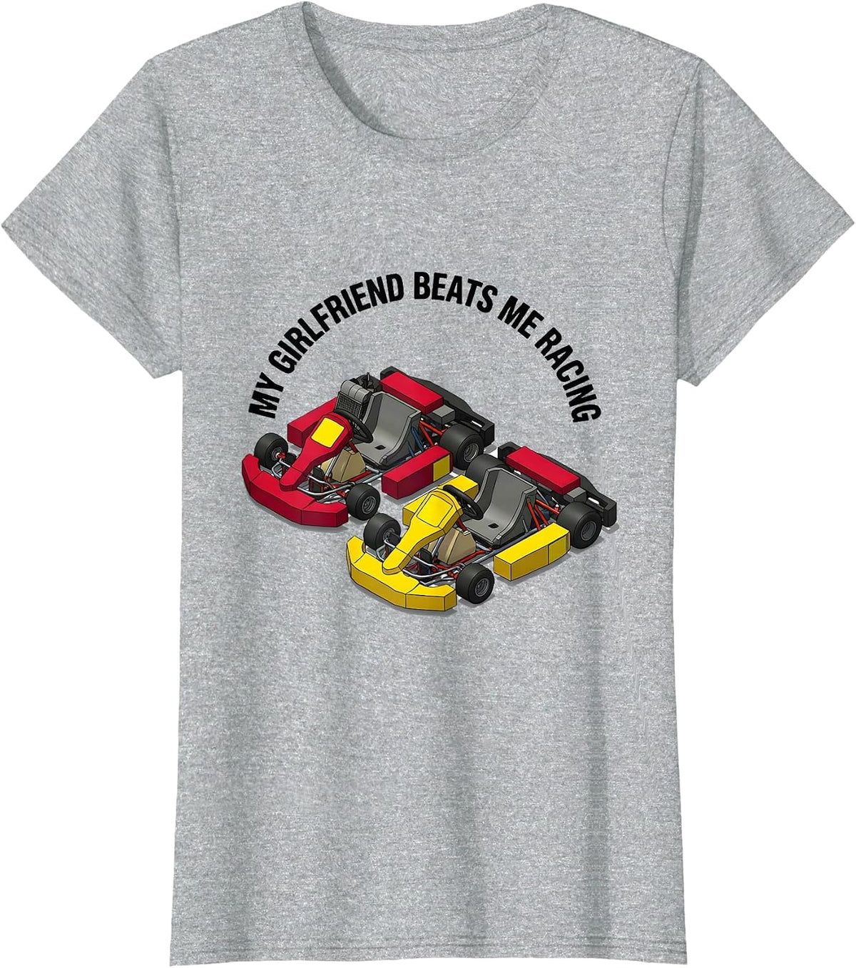 Women's My Girlfriend Beats Me Racing Funny Design T-Shirt - Heather Grey