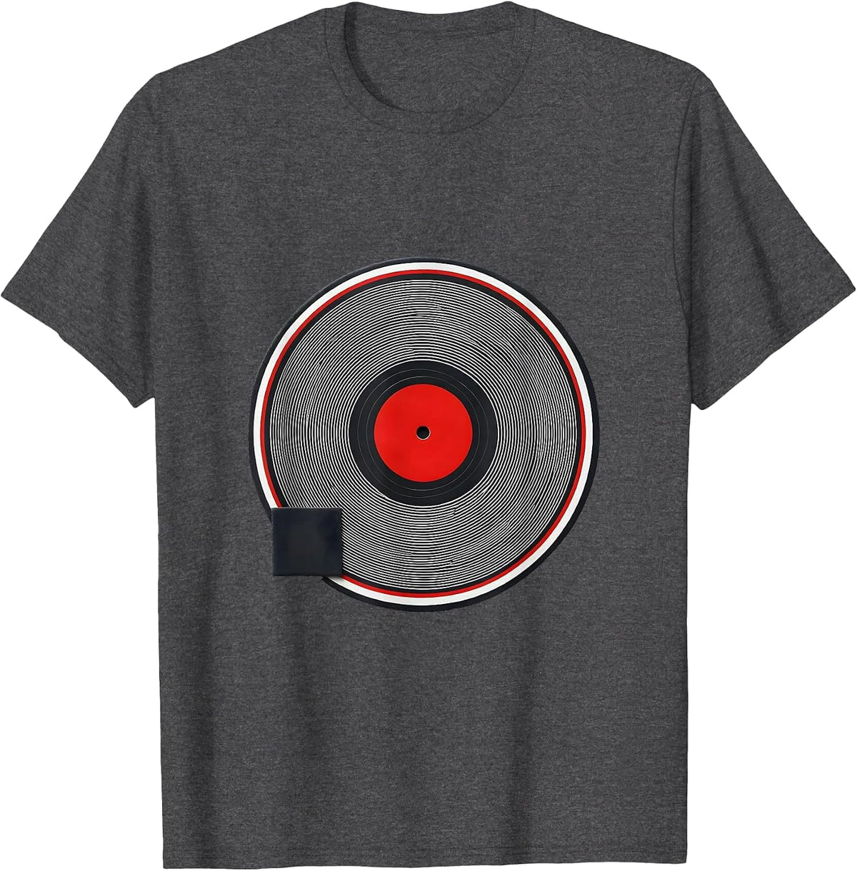 Sealed Vinyl Record Turntable Badge Retro Music Lover T-Shirt - Dark Heather Grey