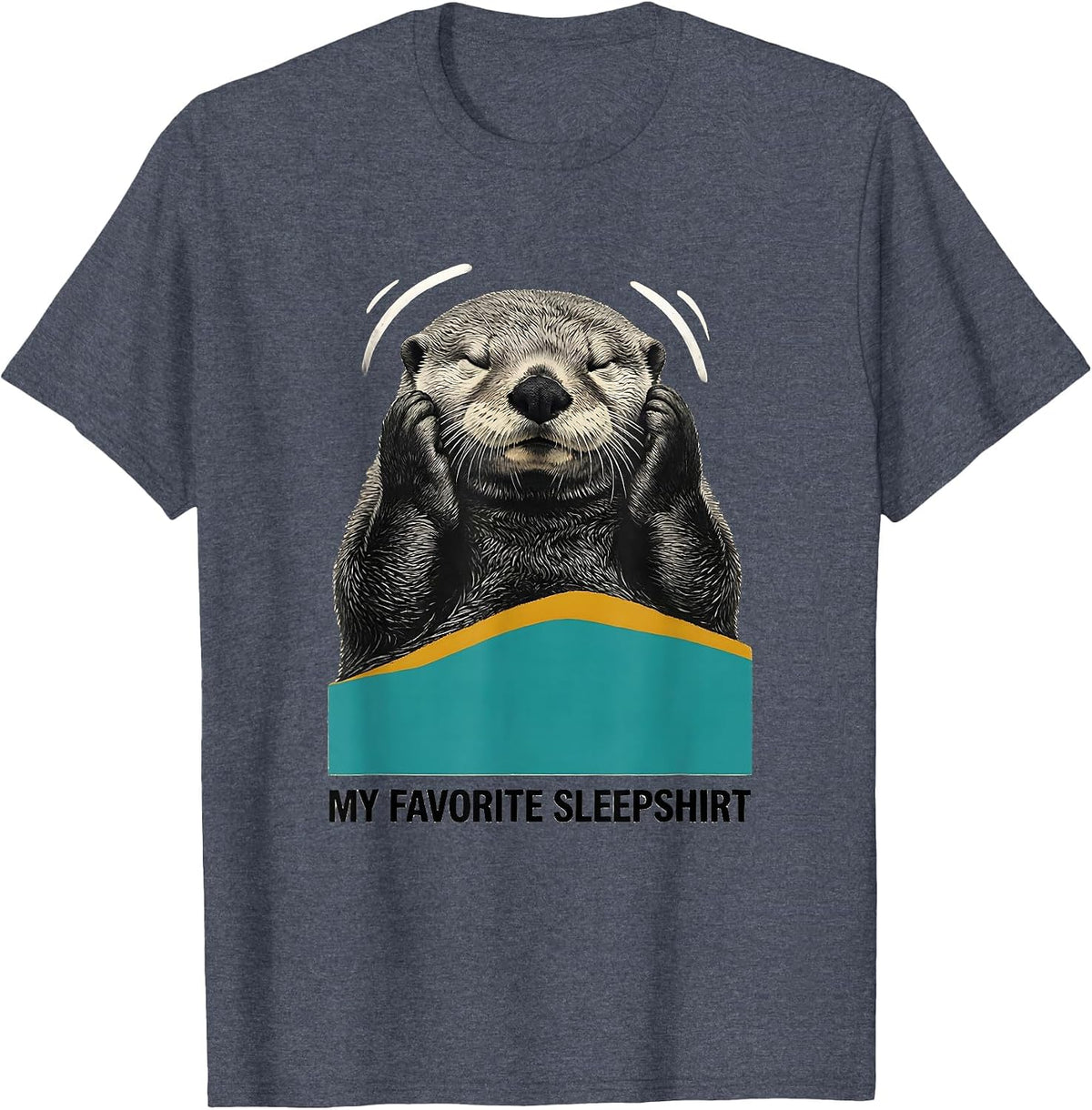 My Favorite Sleepshirt Cute Midcentury Modern Sea Otter T-Shirt - Heather Blue