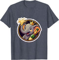Party Animal Elephant Champagne Celebration Graphic T-Shirt - Heather Blue