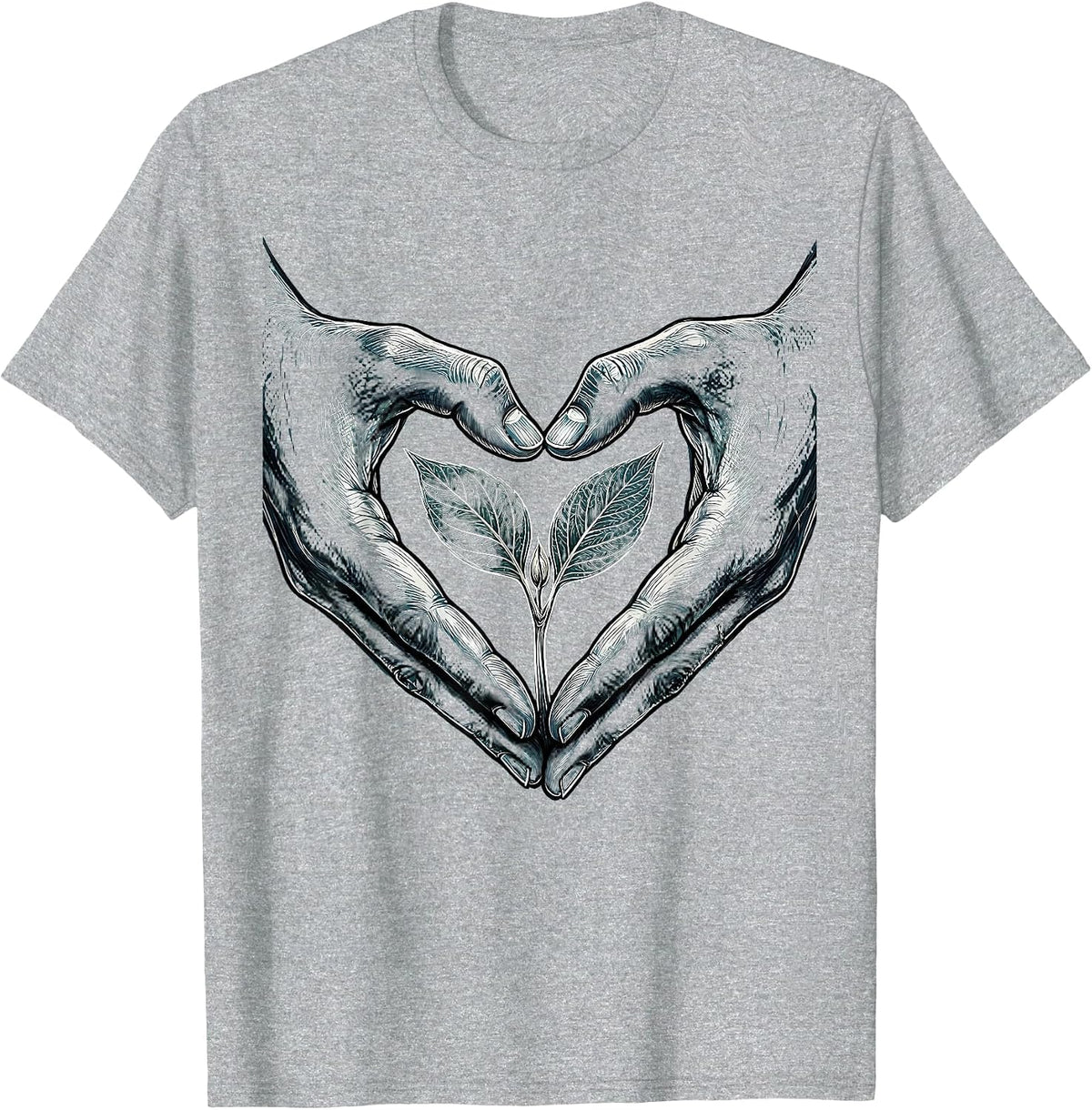 Men's Autism Awareness Hands Heart Seedling Design T-Shirt - Heather Grey