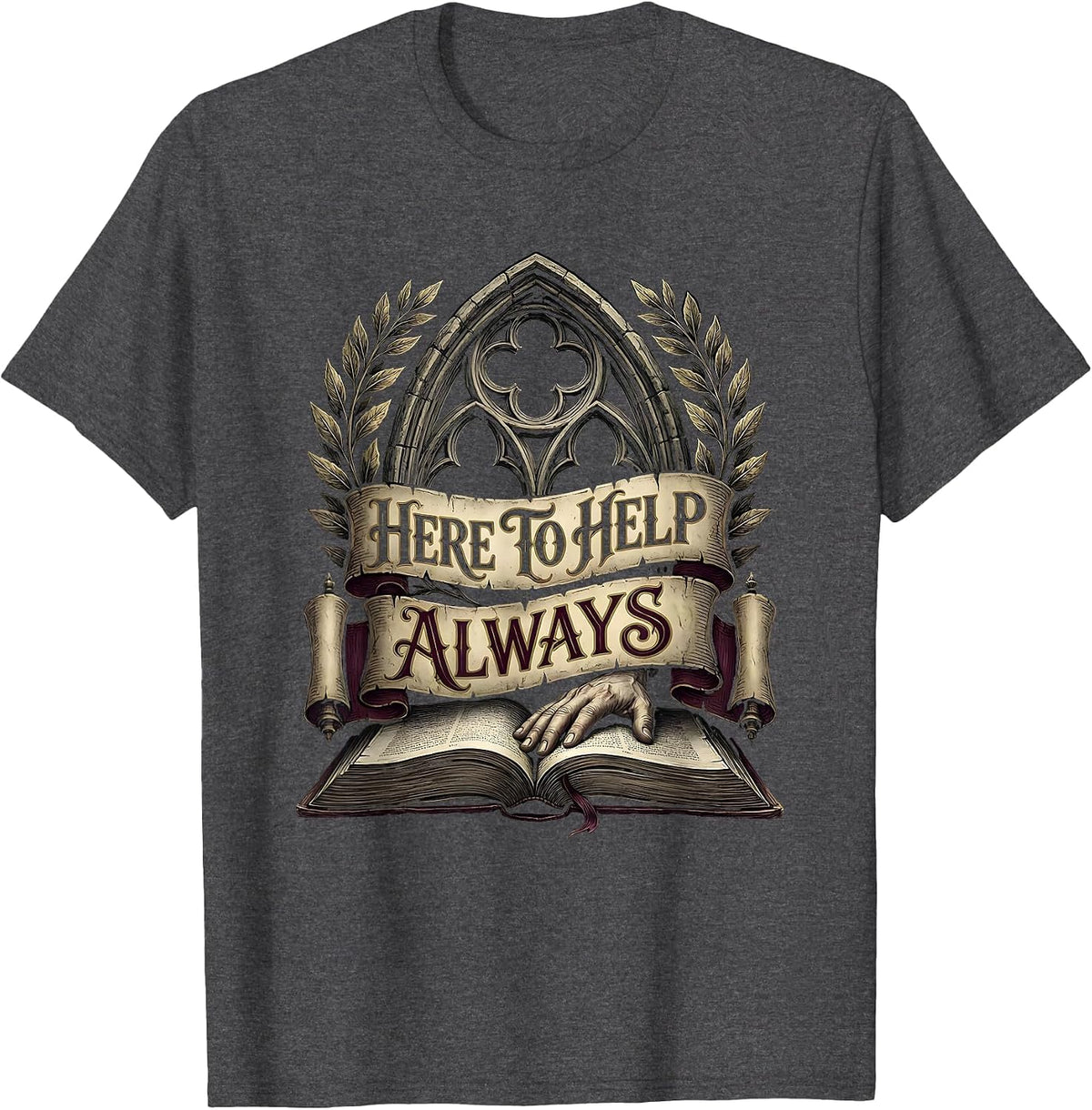 Men's Here To Help Always School Counselor Design T-Shirt - Dark Heather Grey