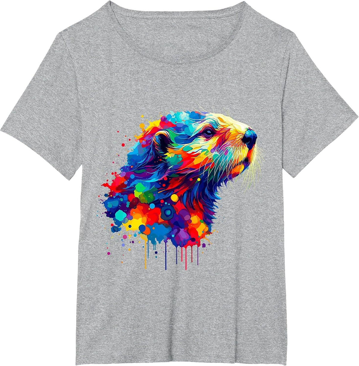 Splash Art Sea Otters T-Shirt - Heather Grey
