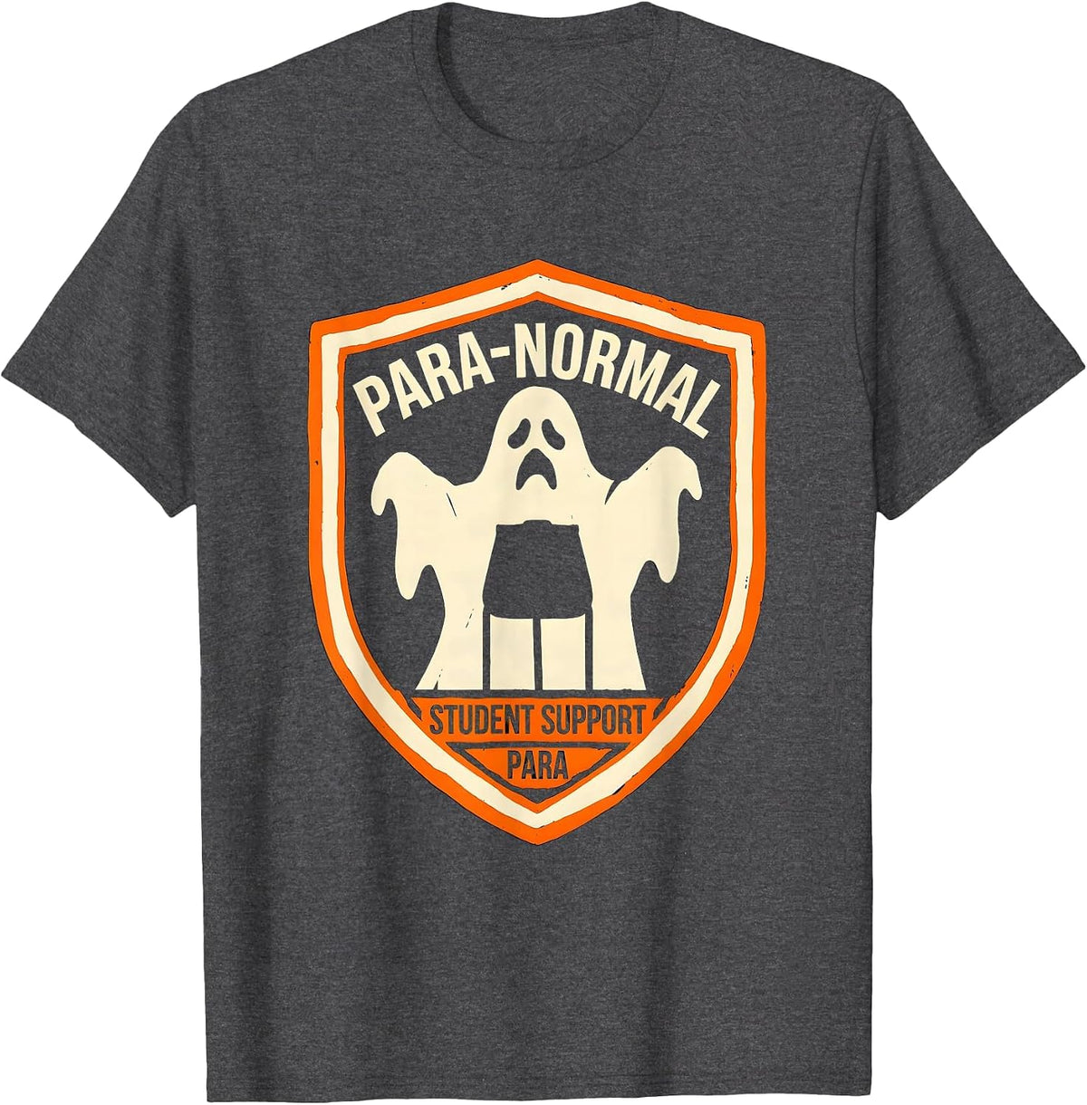 Men's Para-Normal Student Support Para Ghost Sped Teacher T-Shirt - Dark Heather Grey