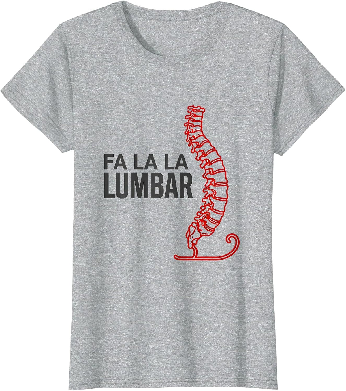 Women's Fa La La Lumbar Minimalist Physical Therapist Christmas T-Shirt - Heather Grey