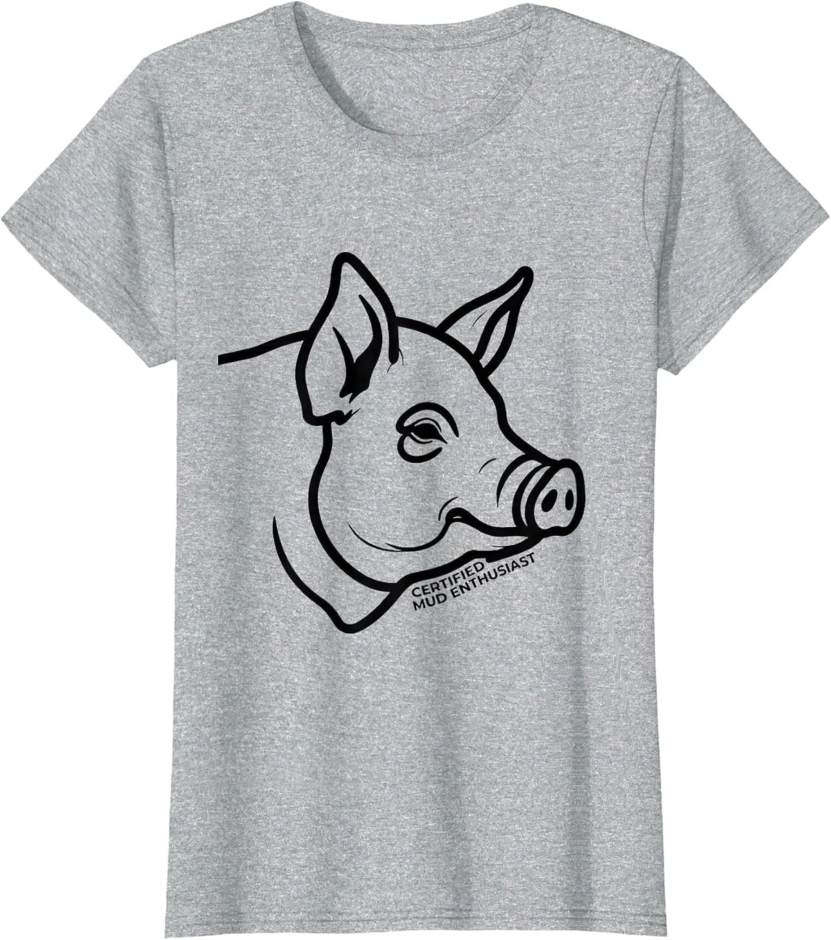 Certified Mud Enthusiast Funny Pig Lover Pet Humor T-Shirt - Heather Grey