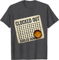 Men's Clocked Out Cooled Down Vintage Humor Labor Day Cookout T-Shirt - Dark Heather Grey