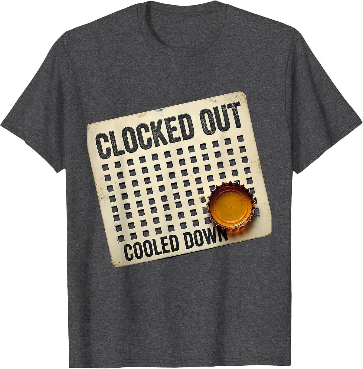 Men's Clocked Out Cooled Down Vintage Humor Labor Day Cookout T-Shirt - Dark Heather Grey