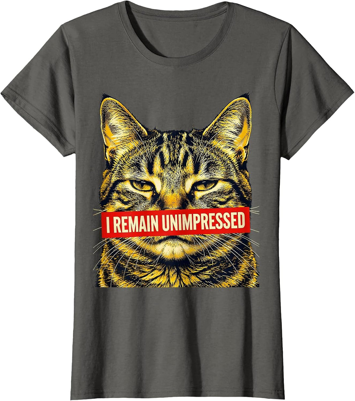 Women's I Remain Unimpressed Funny Cat Meme Lover Humor Cat Owner T-Shirt - Asphalt Grey