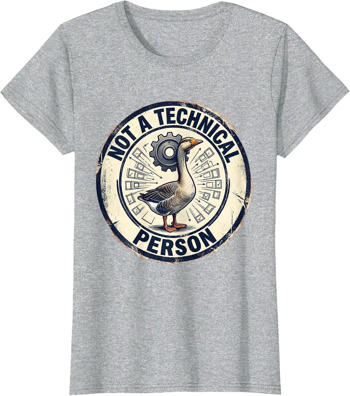 Not A Technical Person Funny Silly Goose Meme Animal Lover T-Shirt - Heather Grey