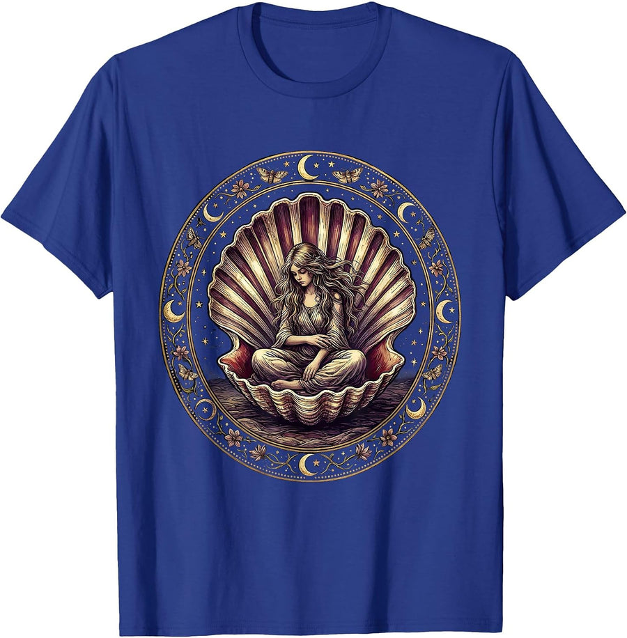 Autism Awareness Girl in Seashell Graphic Design T-Shirt - Royal Blue