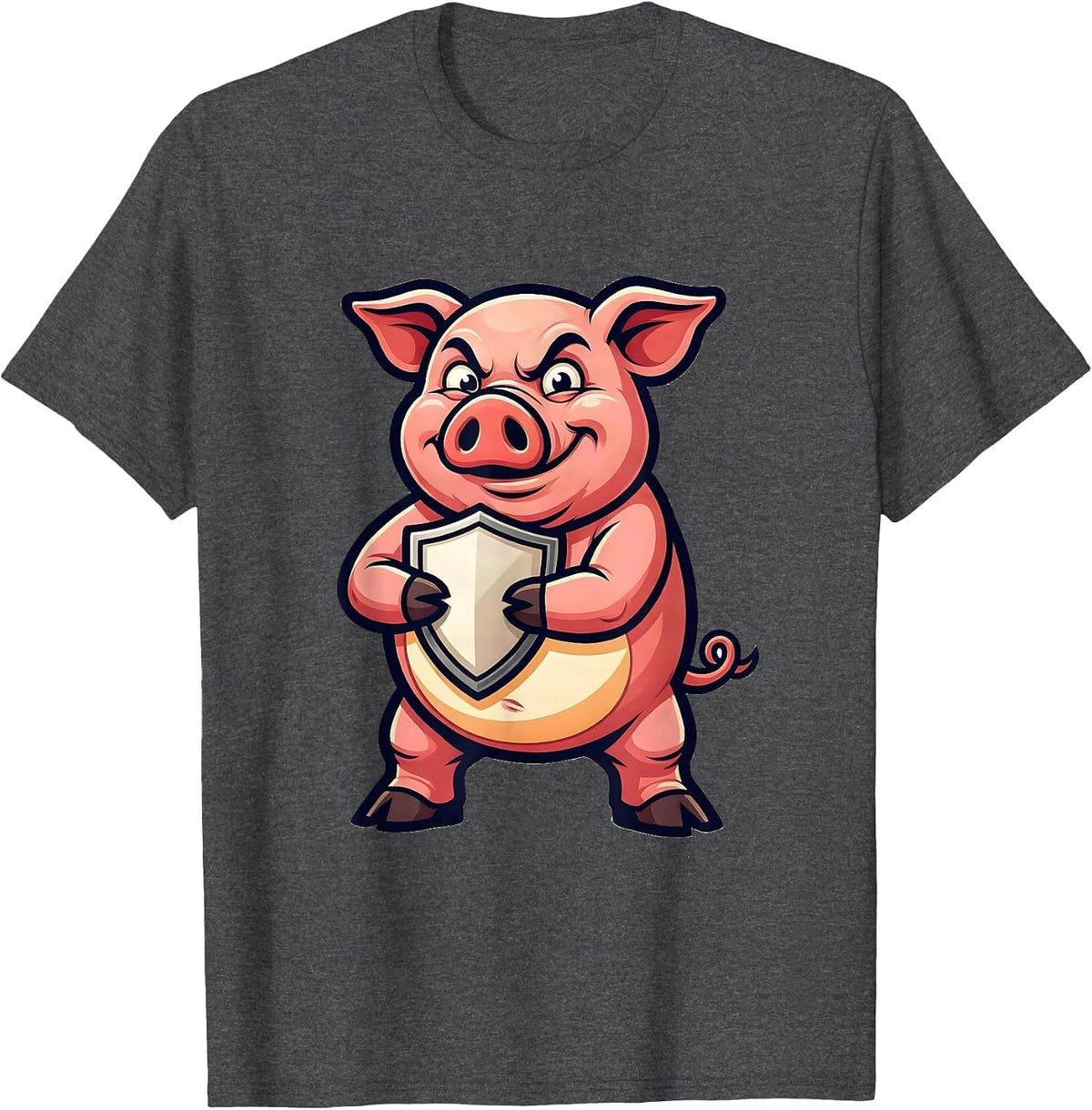 Men's Proud Pig Mascot Funny Farm Animal Lover Novelty T-Shirt - Dark Heather Grey
