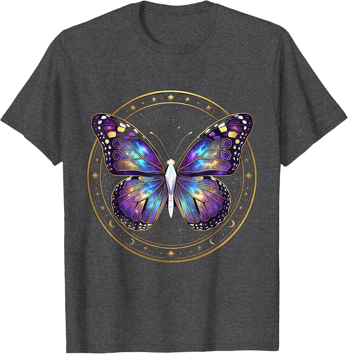Autism Awareness Rainbow Geometric Butterfly T-Shirt - Dark Heather Grey